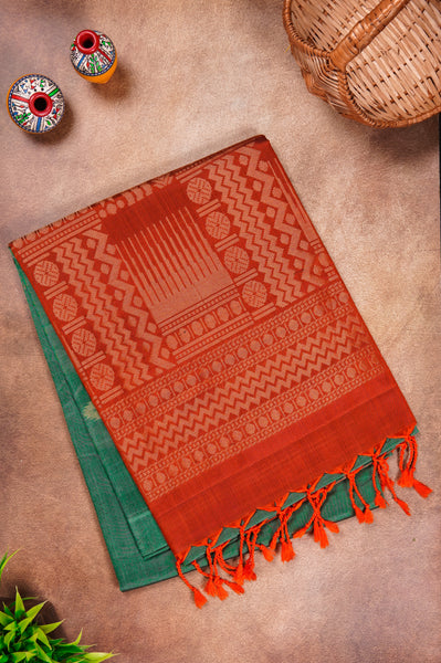 Red and Green Soft Silk Saree