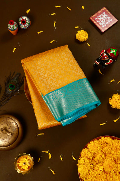 Golden Yellow Kanchipuram Silk Saree