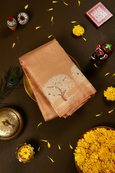 Apricot Kanchipuram Silk Saree
