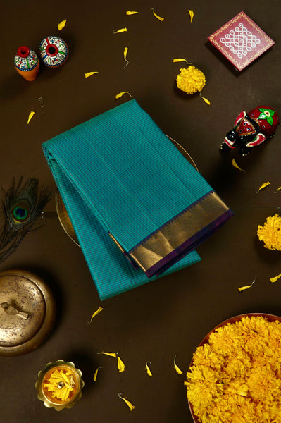 Cerulean Blue Kanchipuram Silk Saree