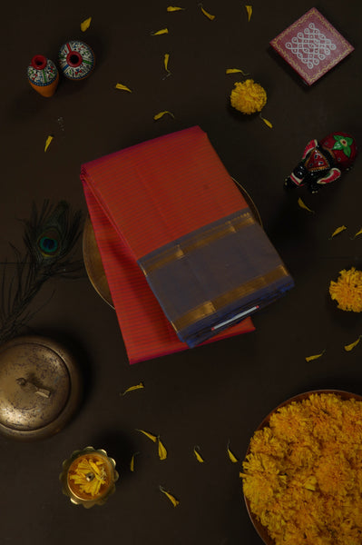 Light Red Kanchipuram Silk Saree