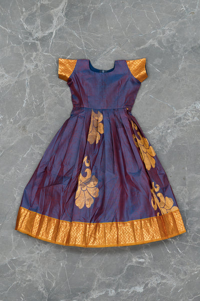 Metallic Purple Kids Gown in Silk