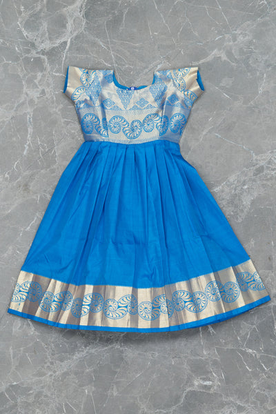 Blue Kids Gown in Art Silk