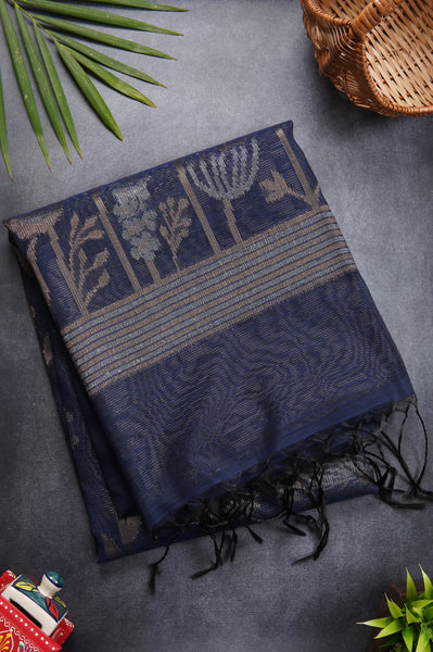 Midnight Blue Organza Saree