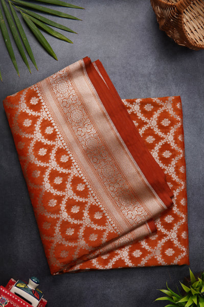 Orange Semi Tussar Saree