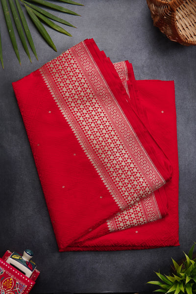 Red Semi Tussar Saree