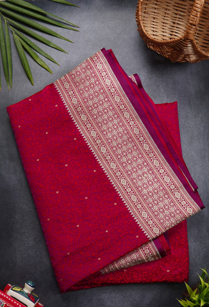 Red Semi Tussar Saree
