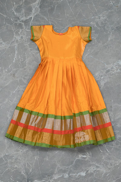 Mango Yellow Kids Gown in Semi Silk Cotton