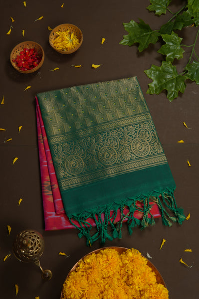 1271401-Palam-Silks-Shop-Online-Vibrant Pink and Green Soft Silk Saree