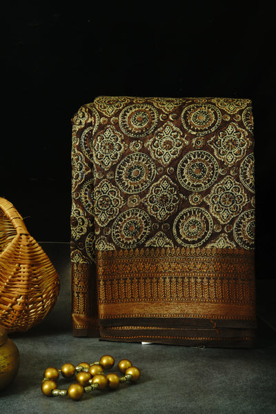 Brown Chanderi Cotton Saree
