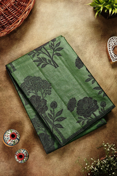 1278395-Palam-Silks-Shop-Online-Emerald Green Semi Tussar Saree