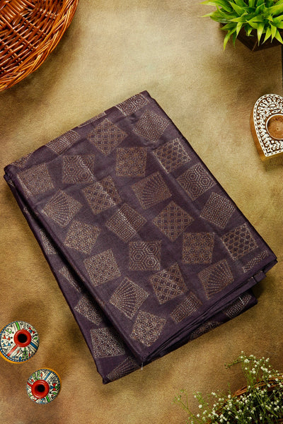 1278417-Palam-Silks-Shop-Online-Dark Brown Semi Tussar Saree