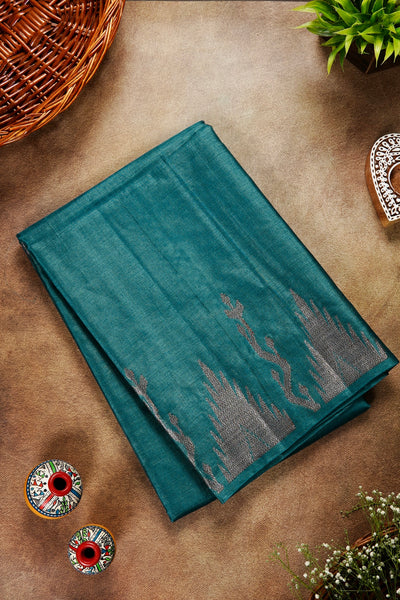 1278401-Palam-Silks-Shop-Online-Teal Blue Semi Tussar Saree