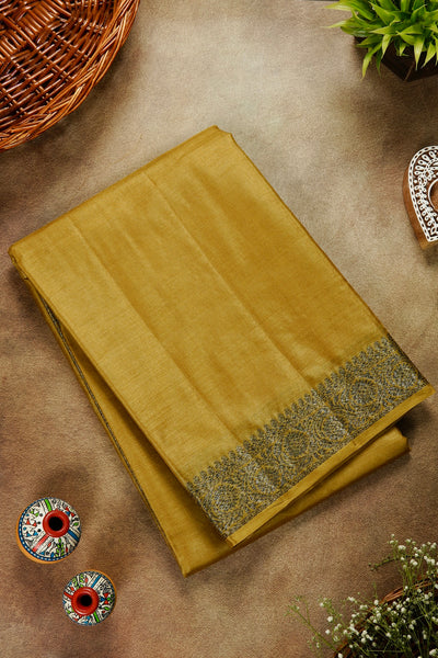 1278404-Palam-Silks-Shop-Online-Plain Mustard Semi Tussar Saree
