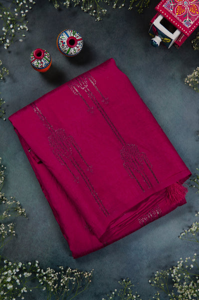Rani Pink Semi Tussar Saree