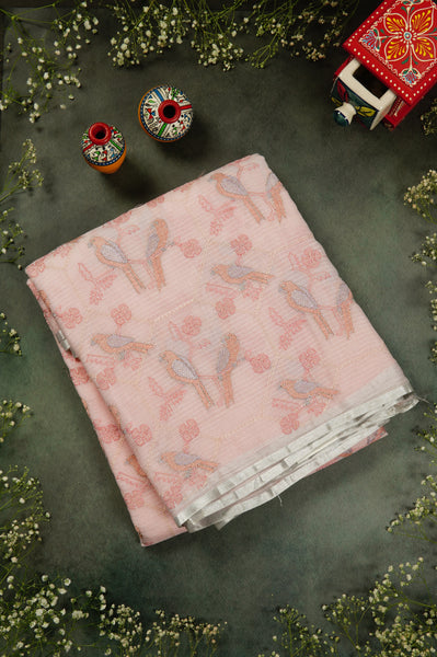 Peach Semi Tussar Saree