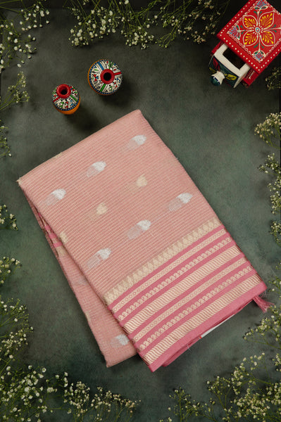 Pink Semi Linen Saree
