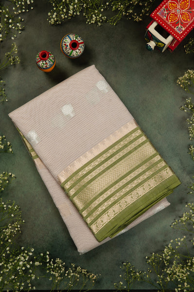 Cream Semi Linen Saree
