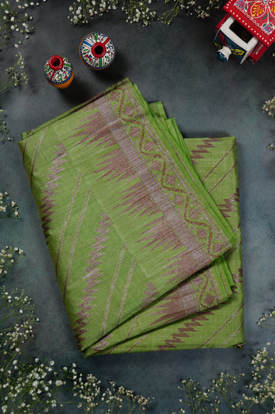 Light Green Semi Tussar Saree