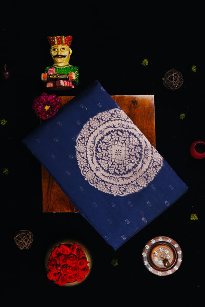 Dark Navy Semi Silk Cotton Saree