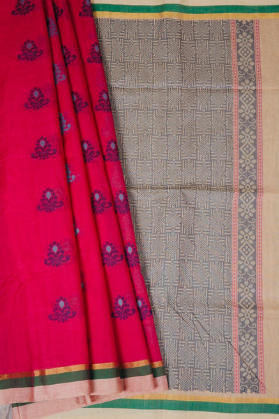 Raspberry Pink Cotton Saree