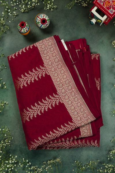 Deep Red Semi Tussar Saree