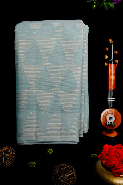 Ice Blue Semi Silk Cotton Saree