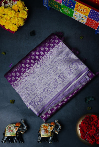 Purple Semi Tussar Zari Type Saree