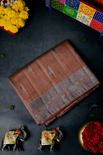 Terracotta Semi Tussar Zari Type Saree