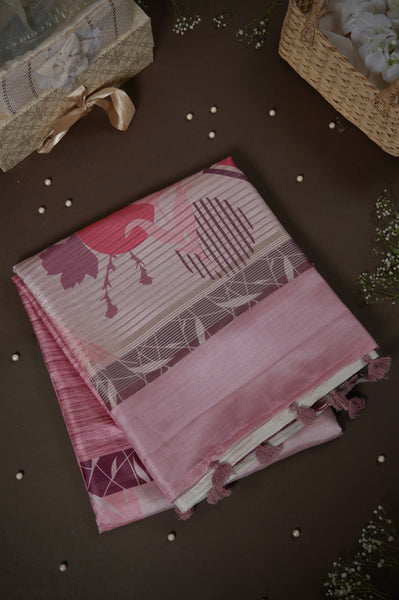 Lavender Semi Tussar Saree