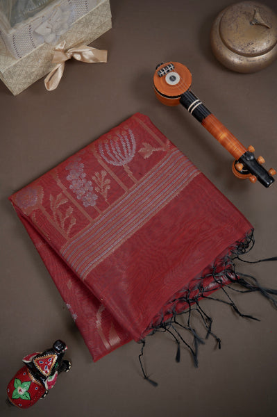 Brick Organza Saree