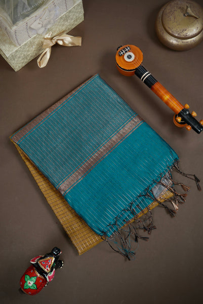 Golden Mustard Semi Tussar Saree