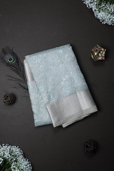 1267369-Palam-Silks-Shop-Online-Icy Blue Super Net Saree