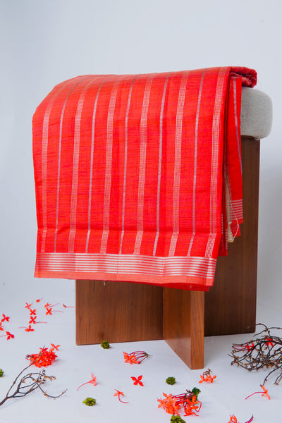 Red Berry Semi Tussar Saree