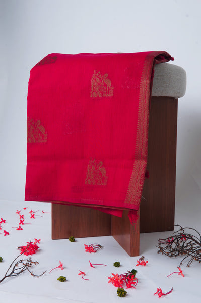 Vivid Burgundy Semi Linen Saree