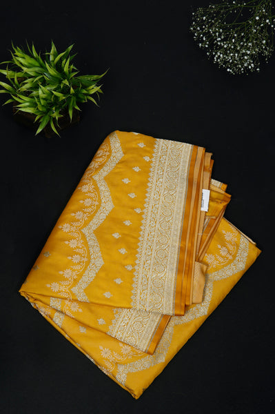 Golden Yellow Semi Tussar Saree