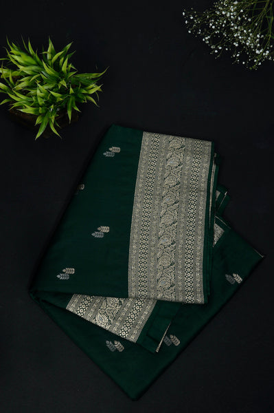 Dark Green Semi Tussar Saree