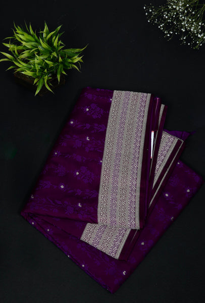 Dark Magenta Semi Tussar Saree