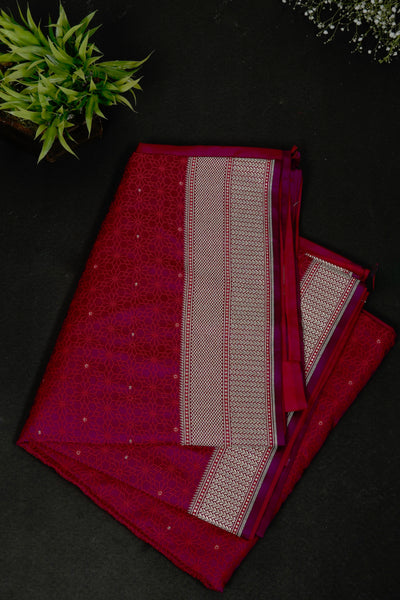 Berry Red Semi Tussar Saree