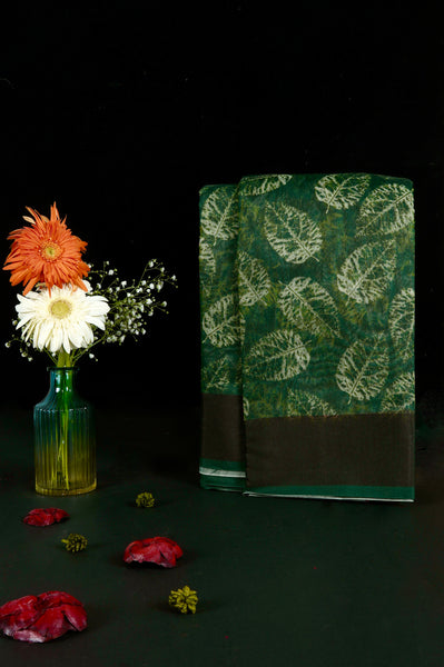 Forest Green Semi Silk Cotton Saree