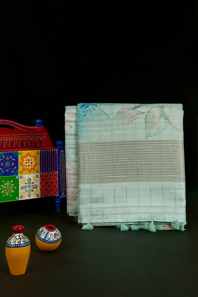 Baby Blue Semi Tussar Saree