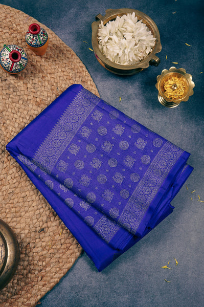 Cerulean Blue Kanchipuram Silk Saree