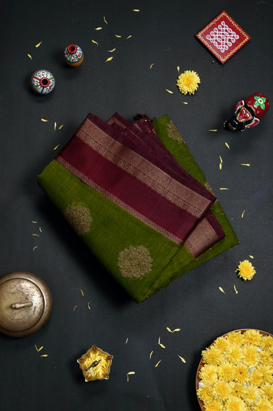 Light Green Semi Linen Saree