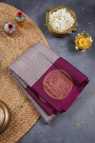 Silver Kanchipuram Silk Saree