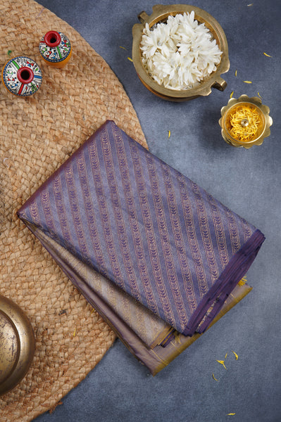 Gold and Lavender Kanchipuram Silk Saree