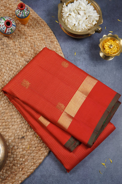 Orange and Green Kanchipuram Silk Saree