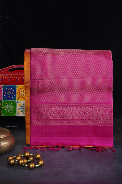 Golden Orange Soft Silk Saree