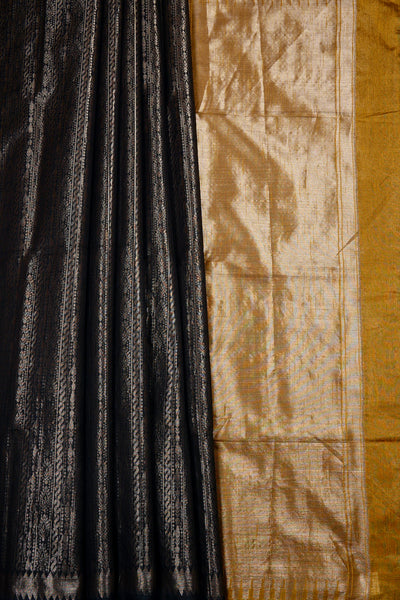 1268500-Palam-Silks-Shop-Online-Black Semi Tussar Saree