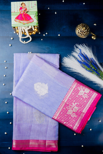 Light Purple Semi Tussar Zari Type Saree