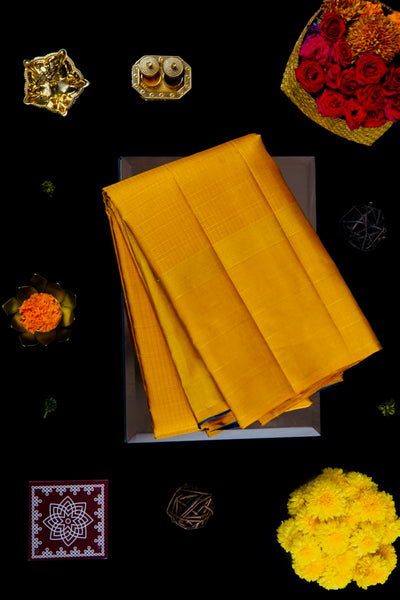Golden Yellow Kanchipuram Silk Saree